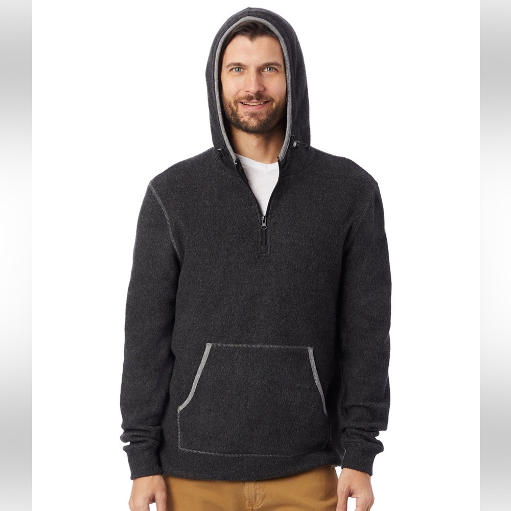 Alternative Quarter Zip Fleece Hooded Sweatshirt NWT
